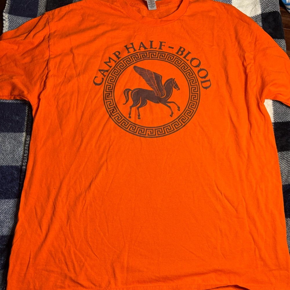 Gildan Orange Short Sleeve Tee with Bold Graphic